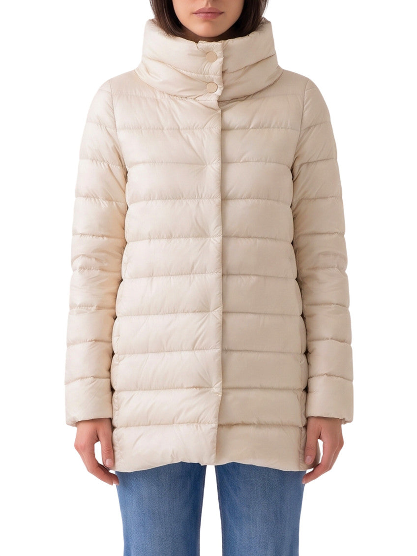 White Quilted Turtle Neck Jacket 1