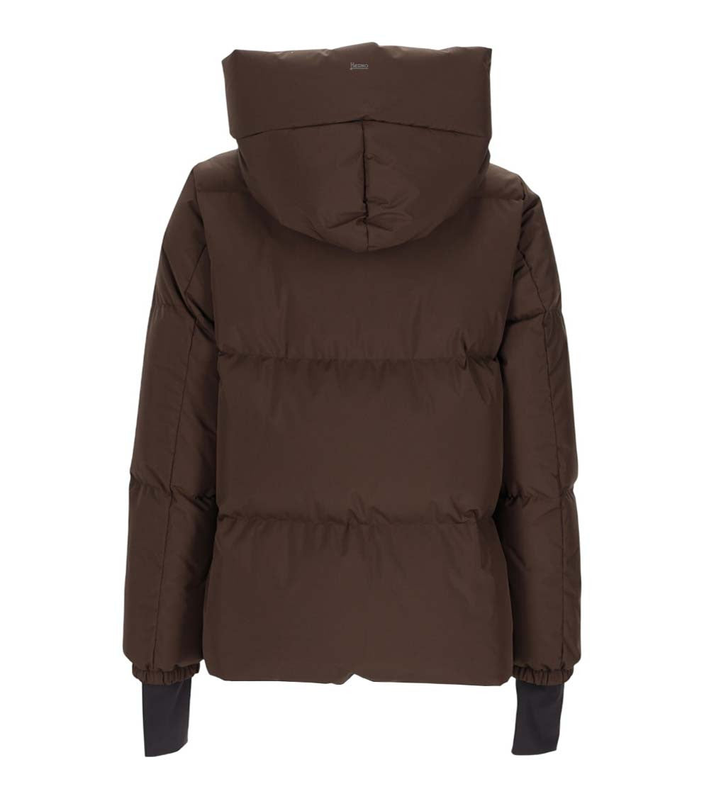 Brown Solid Hood Jacket 2