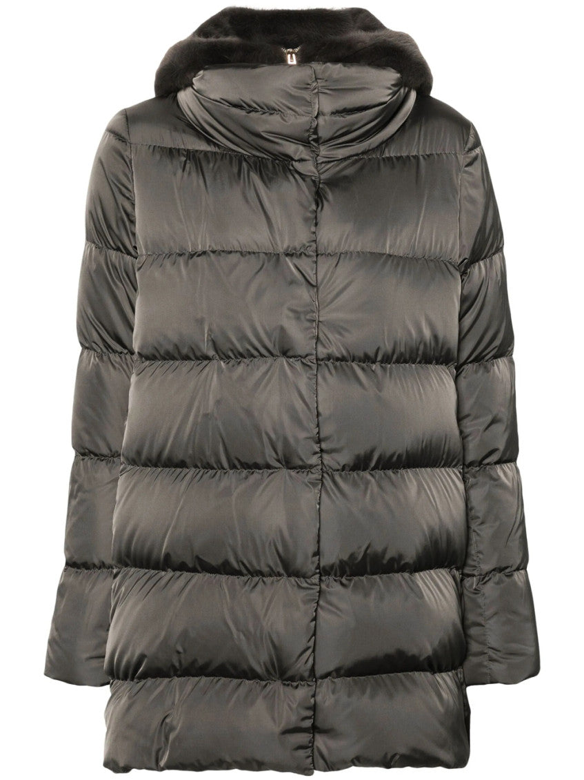 Dark Grey Quilted Hood Jacket 1