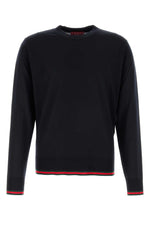 Dark Blue Wool Knit Sweater With Web 1