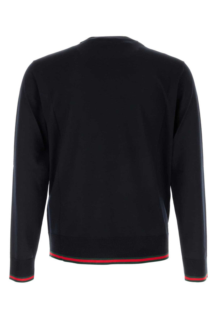 Dark Blue Wool Knit Sweater With Web 2