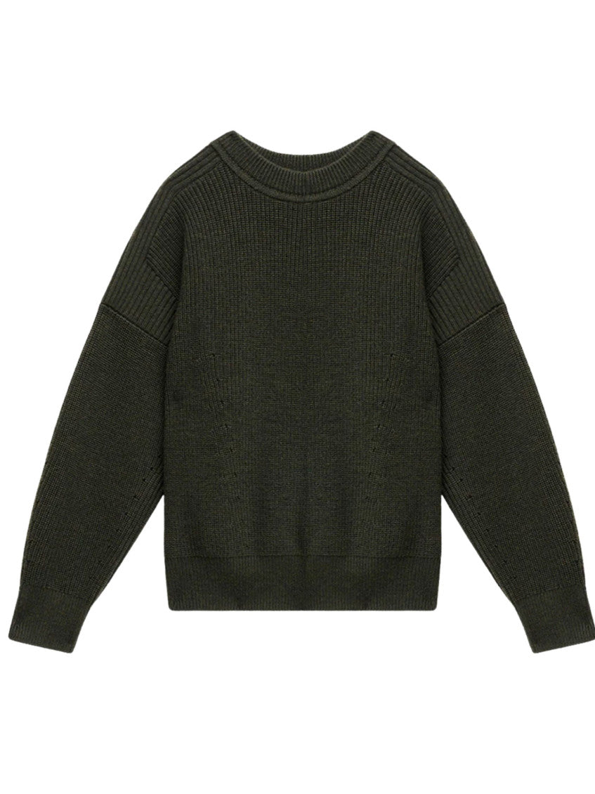 Dark Green Round-neck Sweater 1