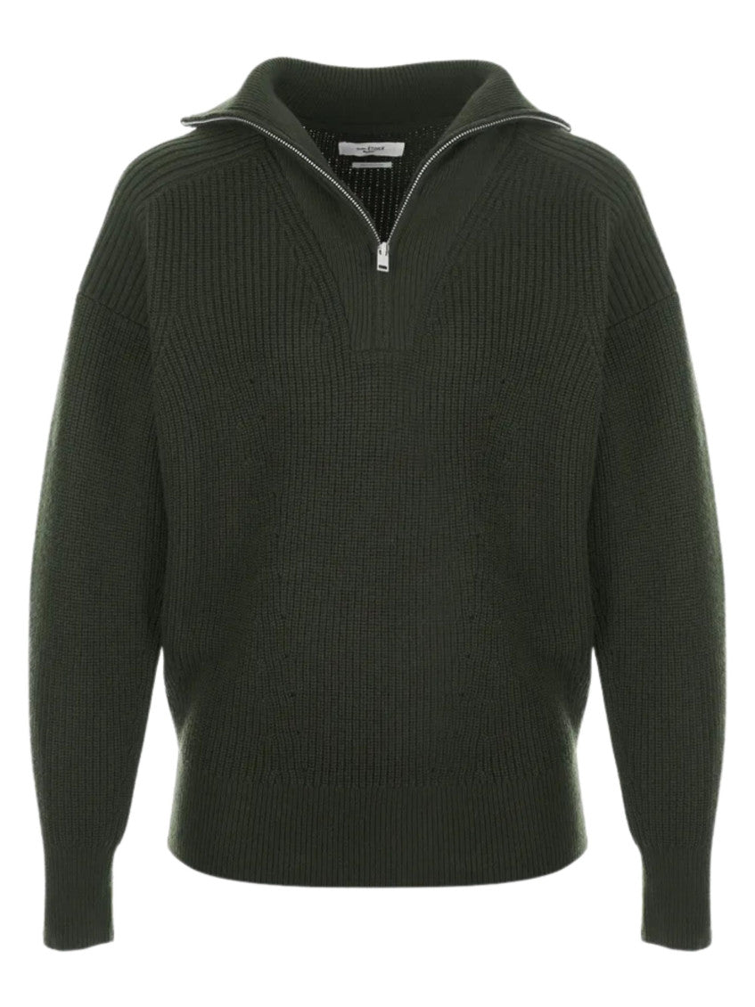 Khaki Wool Zip-up Sweater 1