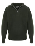 Khaki Wool Zip-up Sweater 1