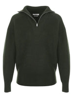 Khaki Wool Zip-up Sweater 1