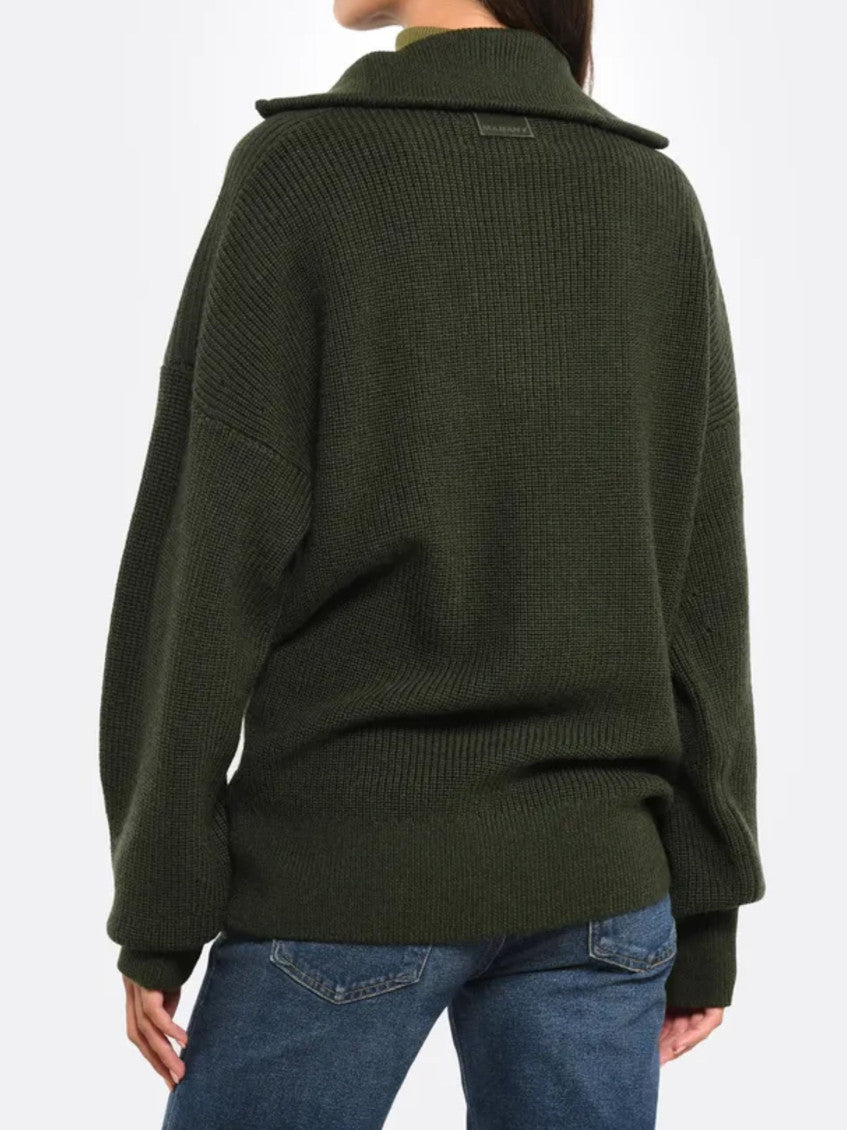 Khaki Wool Zip-up Sweater 3