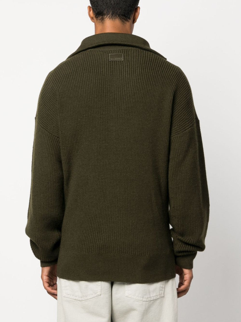 Khaki Wool Zip-up Sweater 9