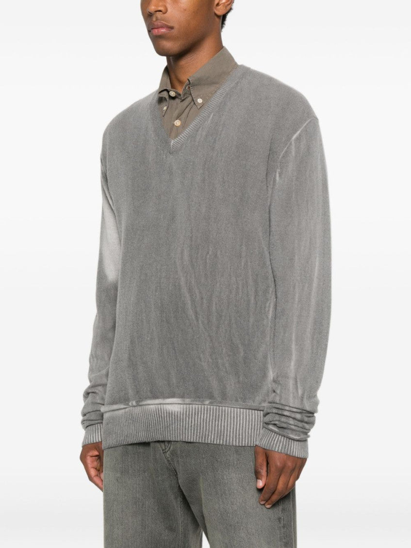 Grey V-neck Sweater 4