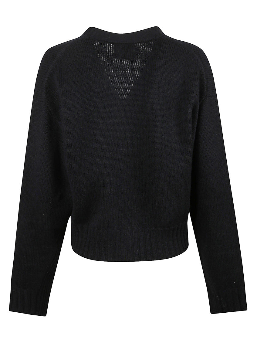 Black V-neck Cardigan 2