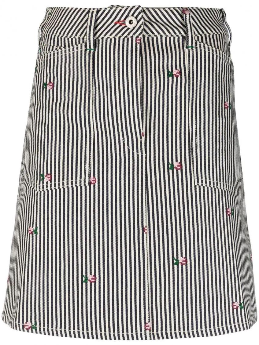 Denim BlackWhiye Striped Print Skirt 1
