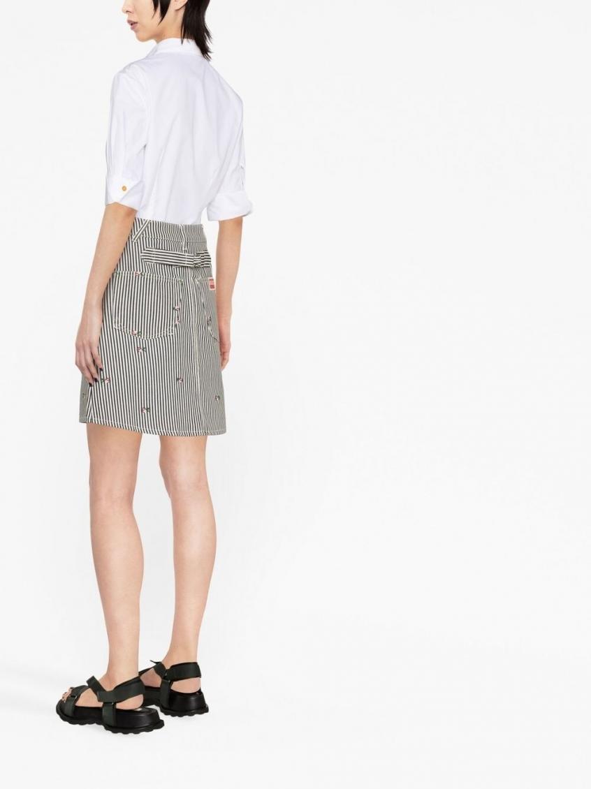 Denim BlackWhiye Striped Print Skirt 3