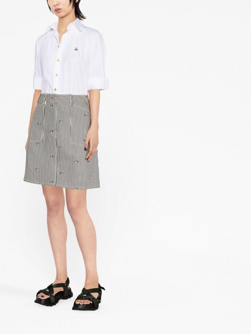 Denim BlackWhiye Striped Print Skirt 4