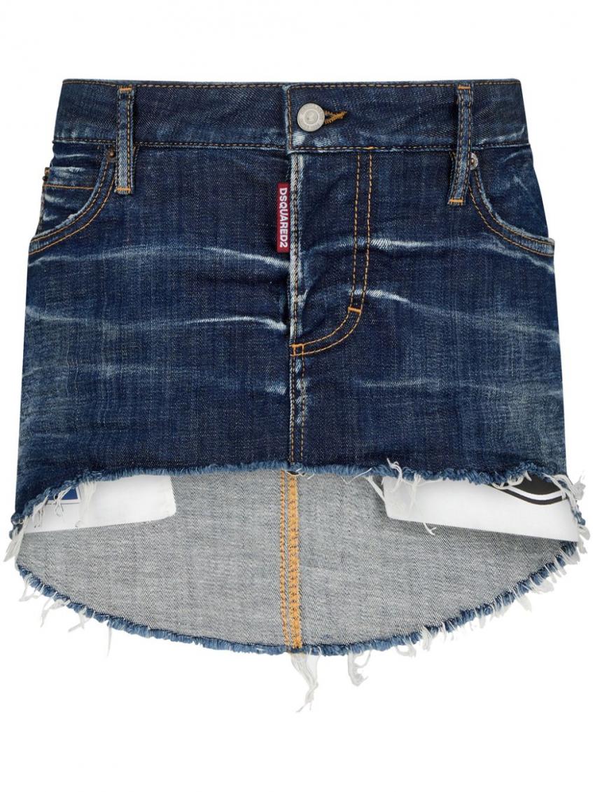 Dark Blue Denim Mini Skirt 2