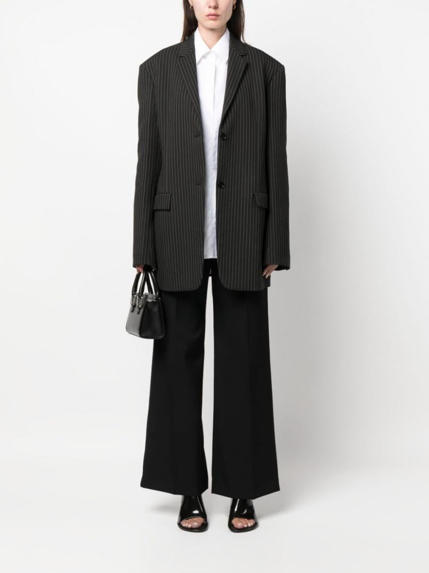 Black Wide Leg Wool Trousers 5