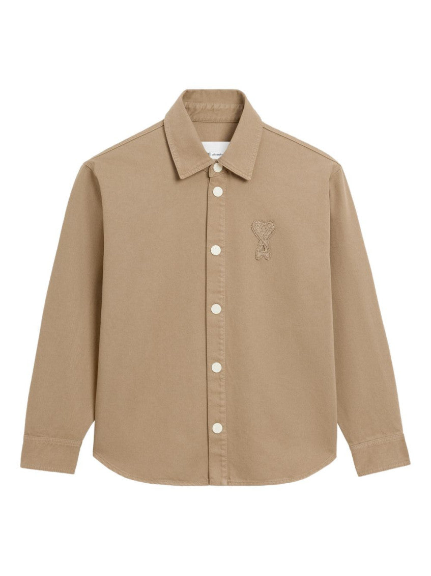 Taupe Logo Patch Shirt 1
