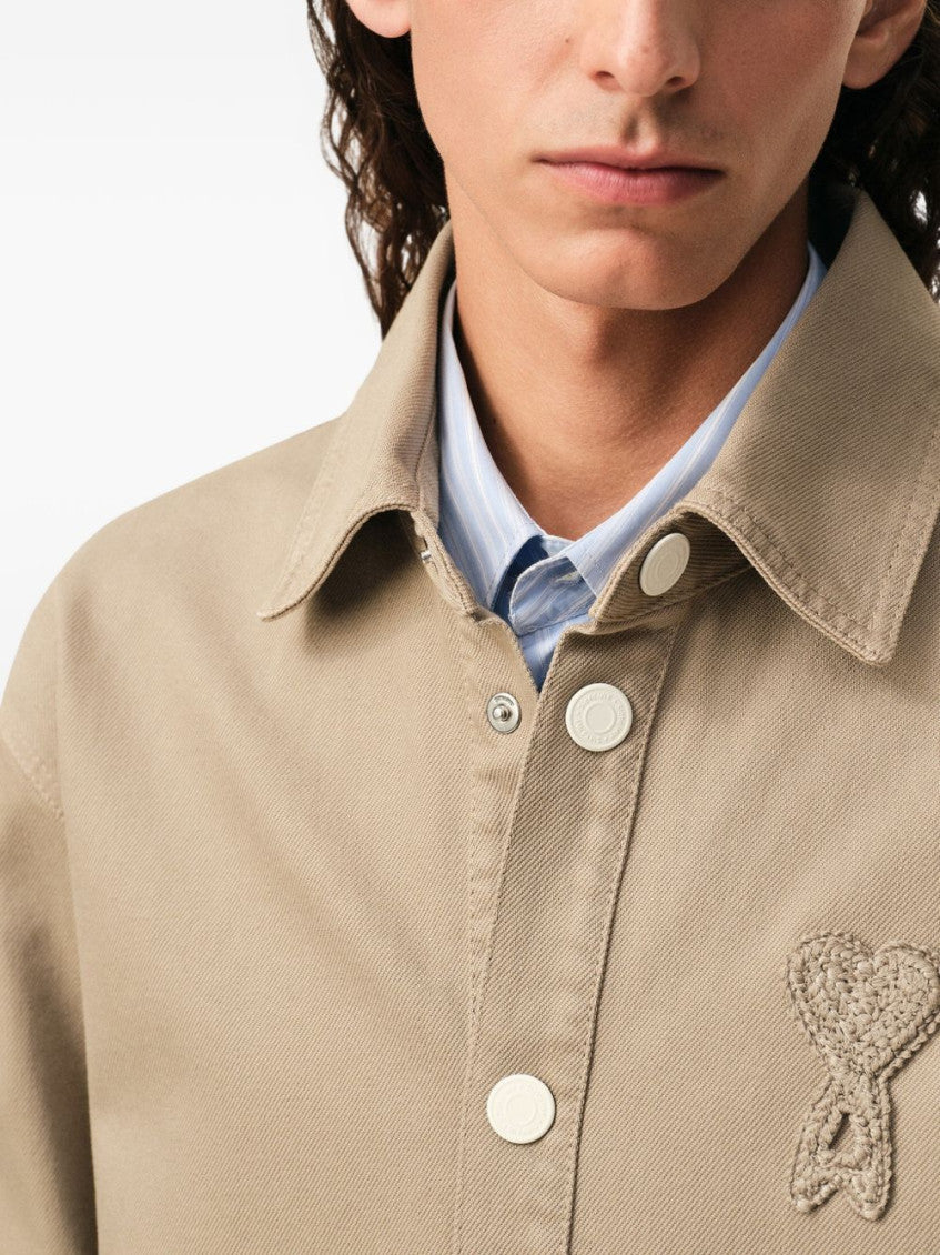 Taupe Logo Patch Shirt 2
