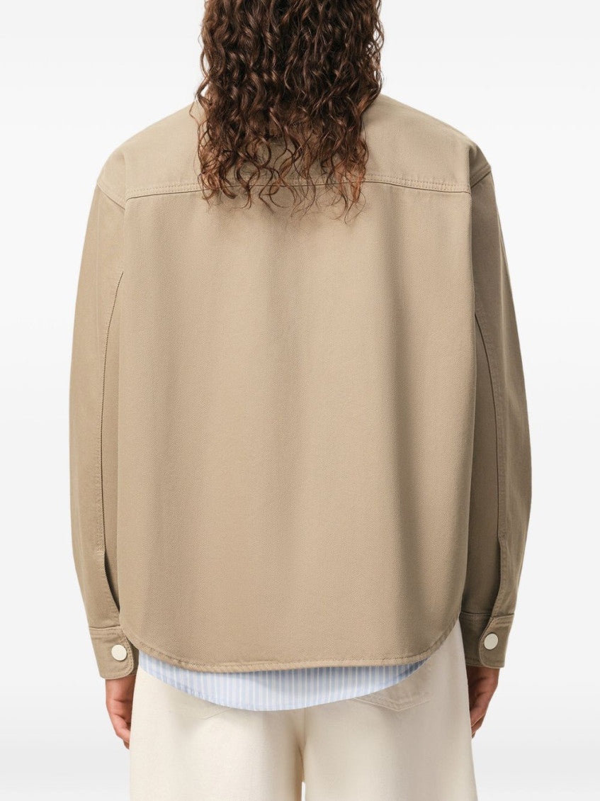 Taupe Logo Patch Shirt 4