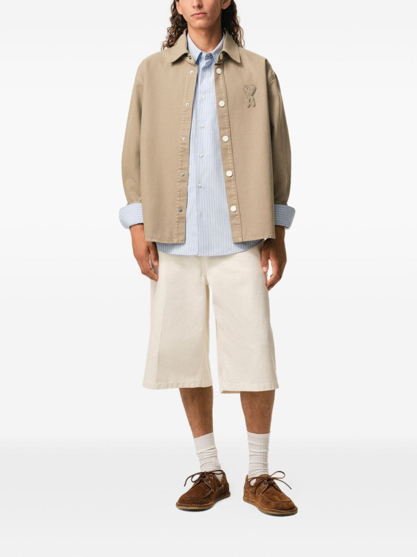 Taupe Logo Patch Shirt 5
