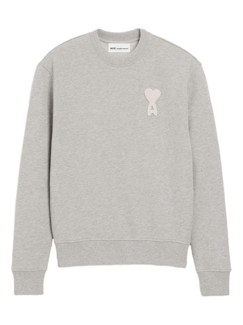 Grey Crew Neck Logo-Patch Sweatshirt 1