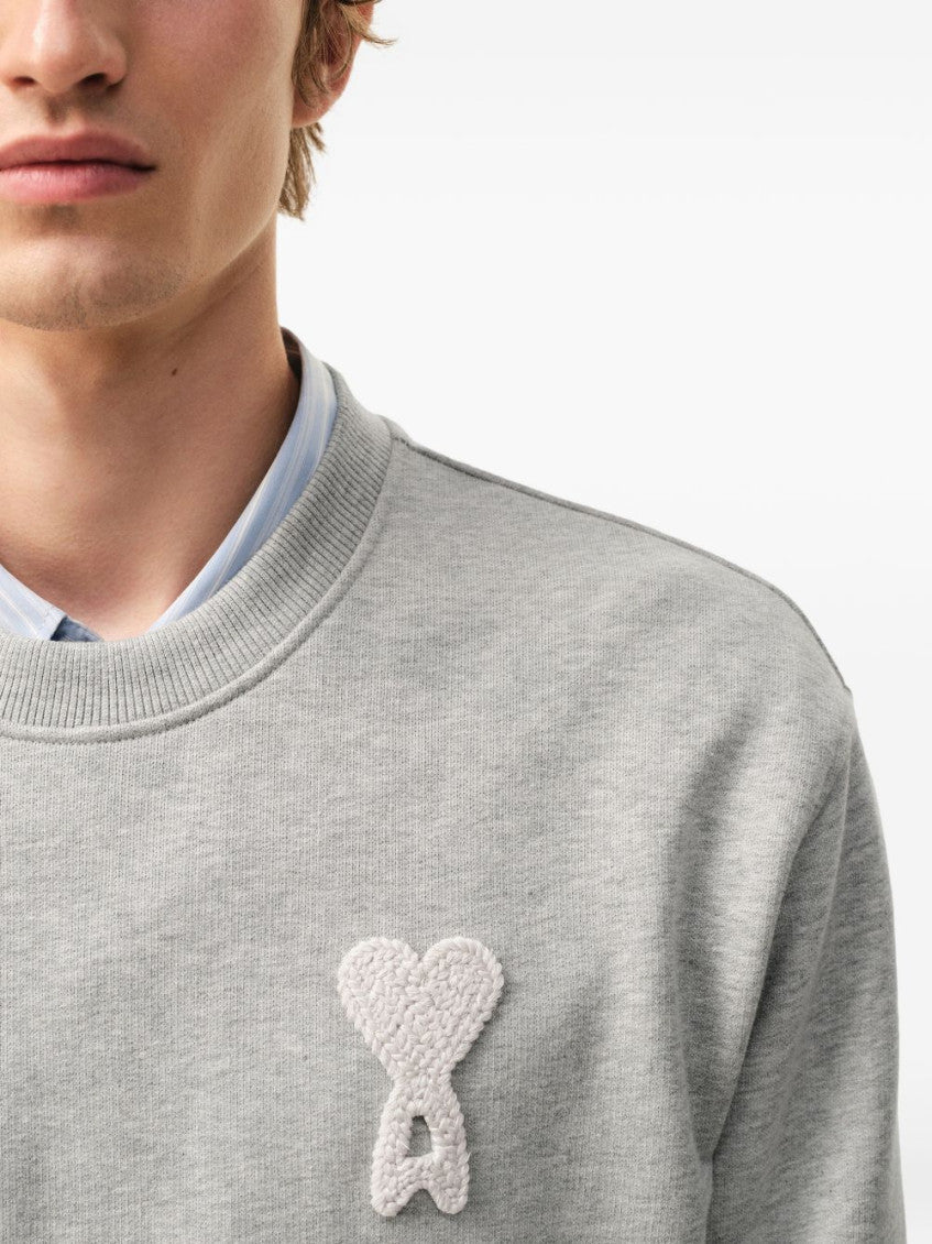 Grey Crew Neck Logo-Patch Sweatshirt 2