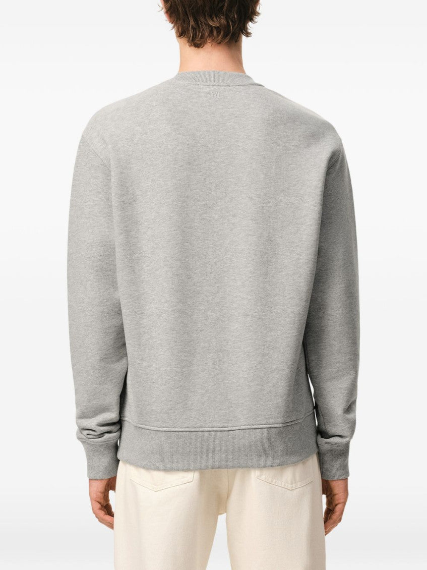 Grey Crew Neck Logo-Patch Sweatshirt 4