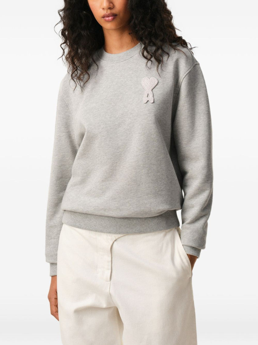 Grey Crew Neck Logo-Patch Sweatshirt 5