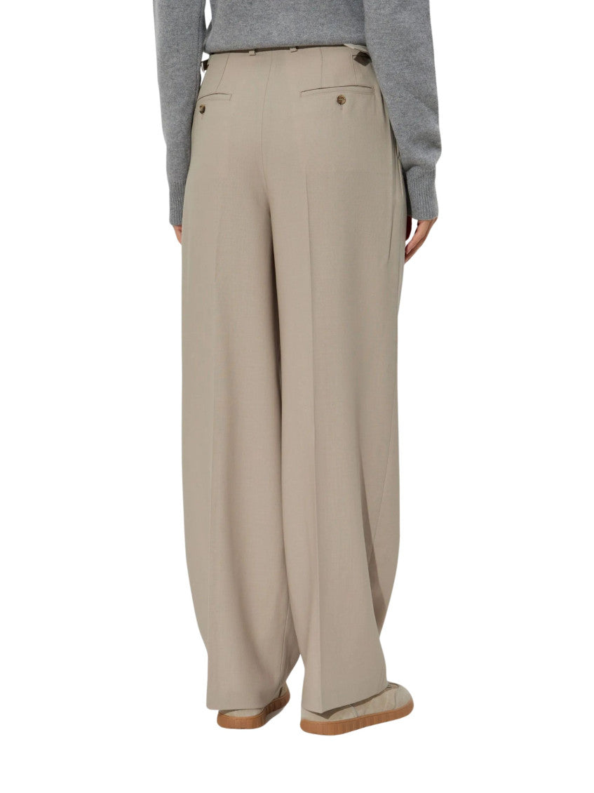 Beige Wide Leg Pleated Pants 2