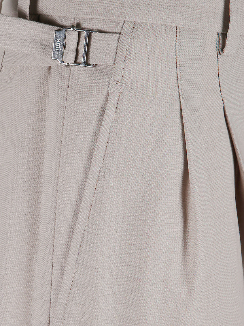 Beige Wide Leg Pleated Pants 4