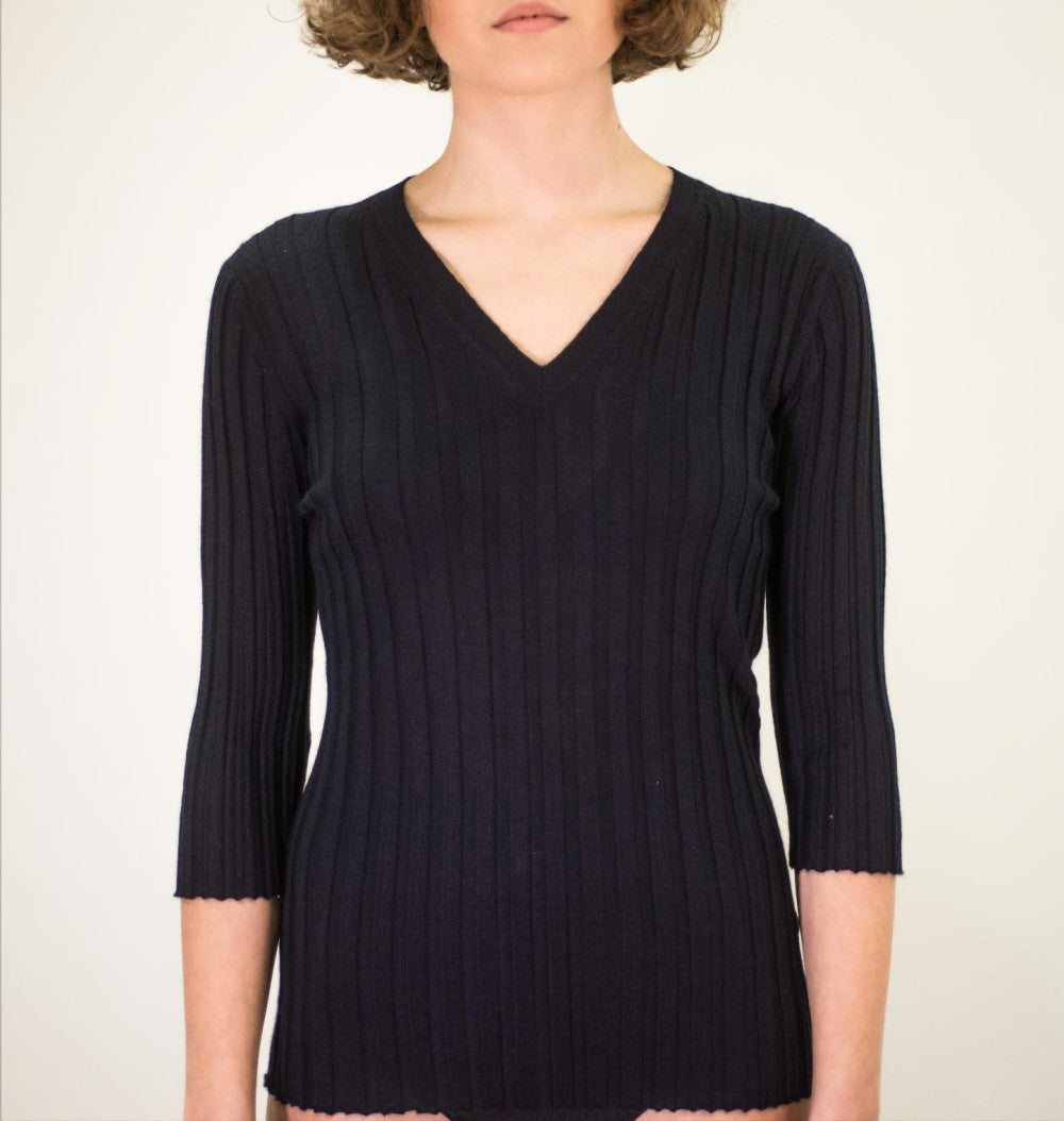 Blue  V-Neck Sweater Top 1