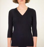 Blue  V-Neck Sweater Top 1