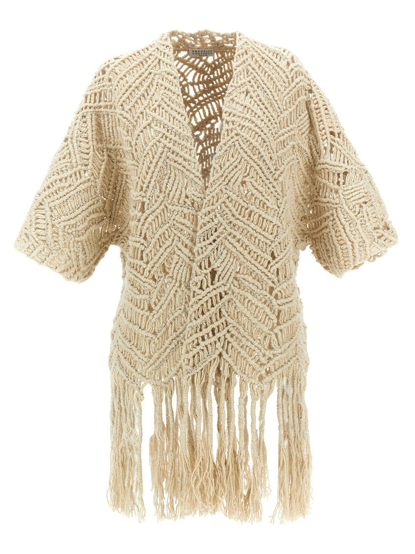 Beige 'OPERA Dazzling Macramé' cardigan 1