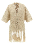 Beige 'OPERA Dazzling Macramé' cardigan 1
