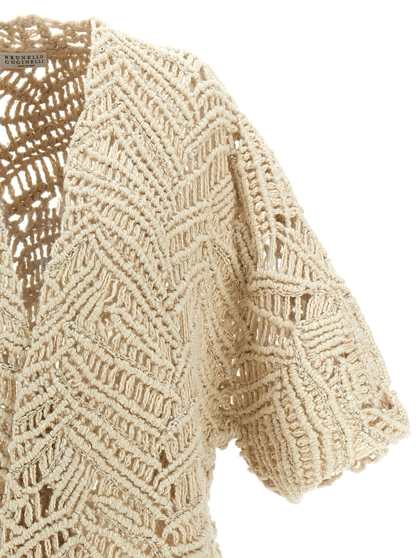 Beige 'OPERA Dazzling Macramé' cardigan 3