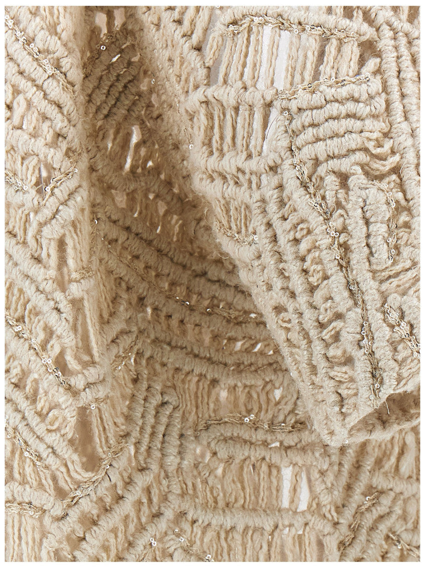 Beige 'OPERA Dazzling Macramé' cardigan 4