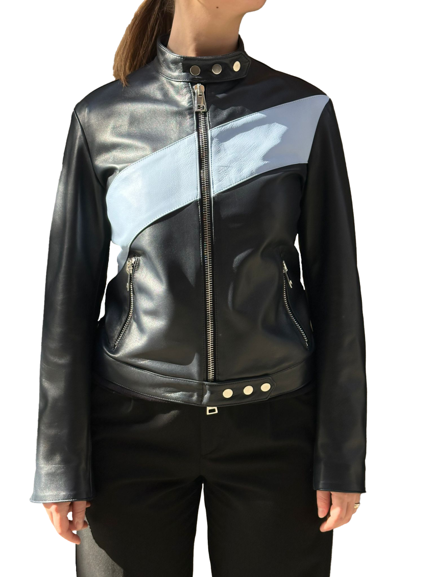 Black  Leather Bomber Jacket 1