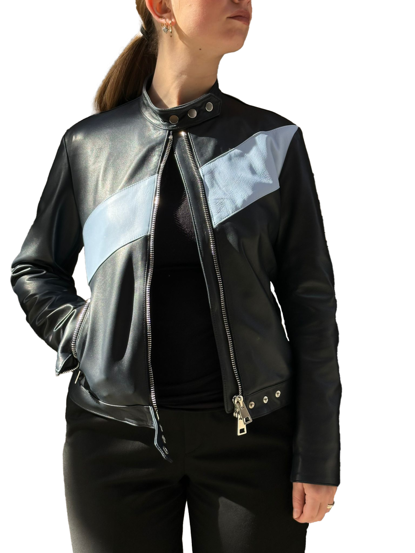 Black  Leather Bomber Jacket 2