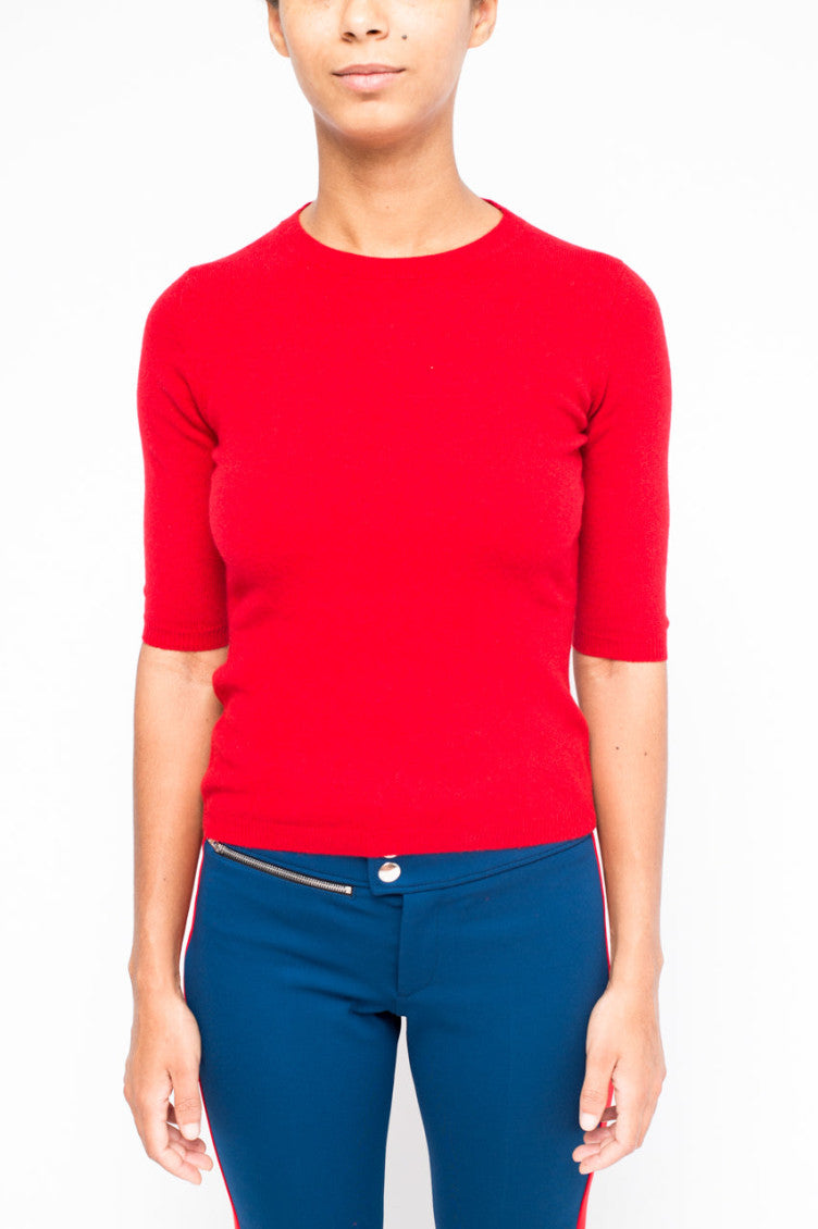 Red Round Neck Sweater Top 1