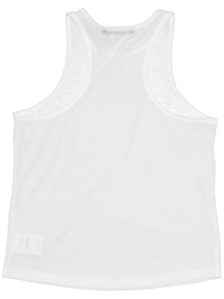White Cotton Cropped Tank Top 2