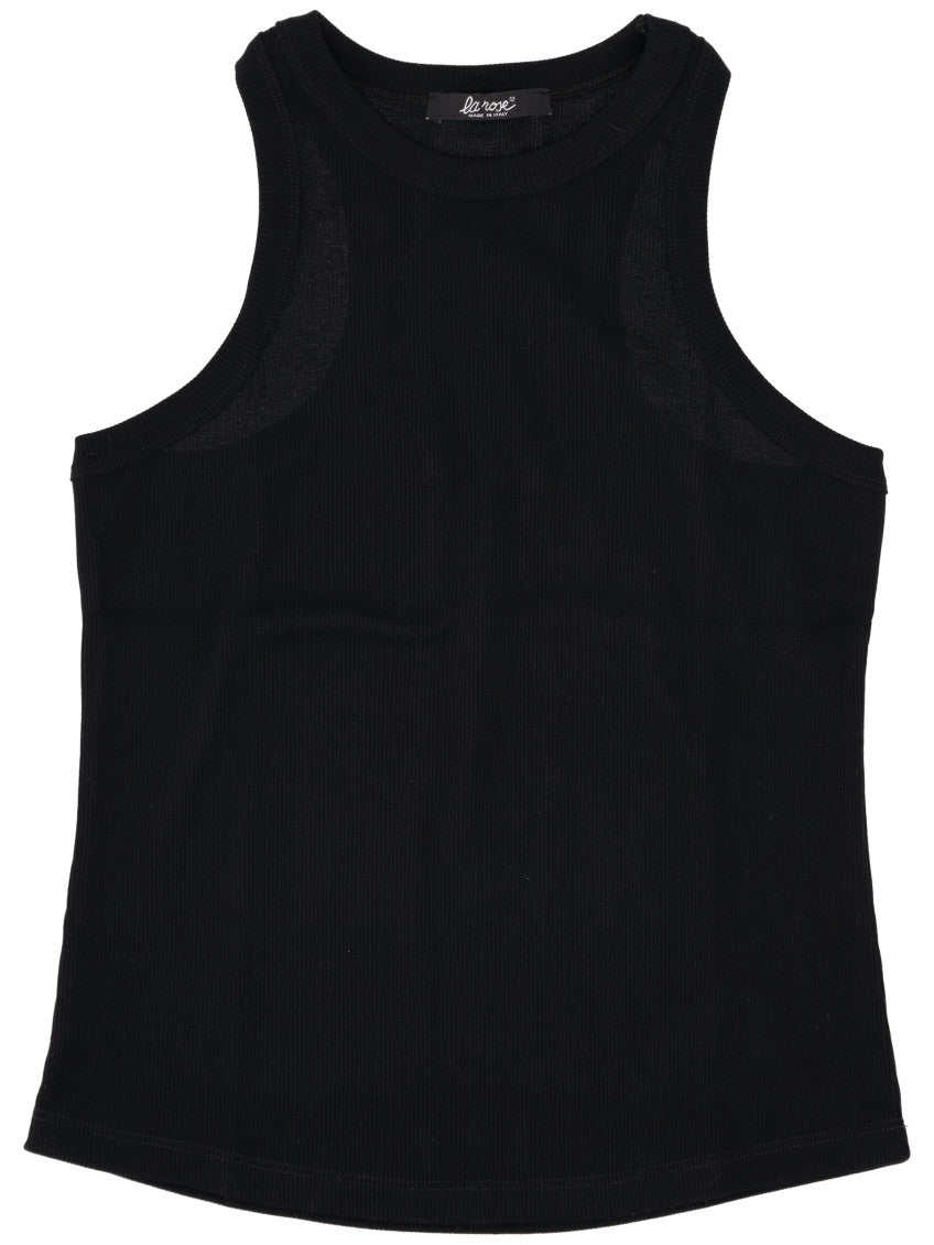 Black Ribbed Cotton Tank Top 1
