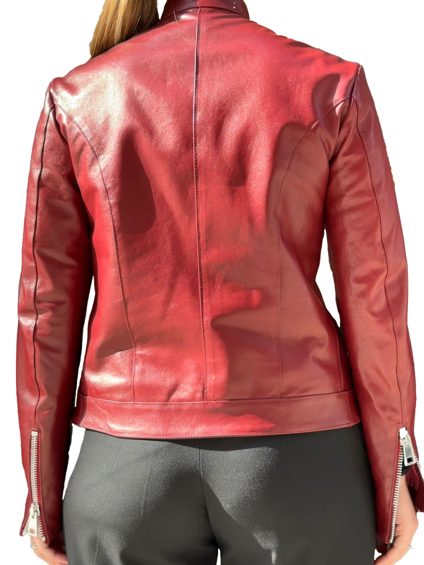 Maroon Leather jacket 4