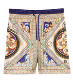 Multicolor Graphic Print Silk Shorts 1