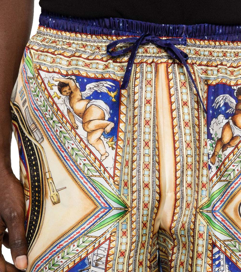 Multicolor Graphic Print Silk Shorts 4