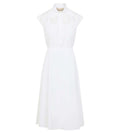 White Cotton Embroidery Midi Dress 1