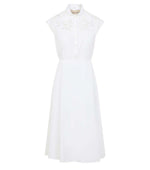 White Cotton Embroidery Midi Dress 1