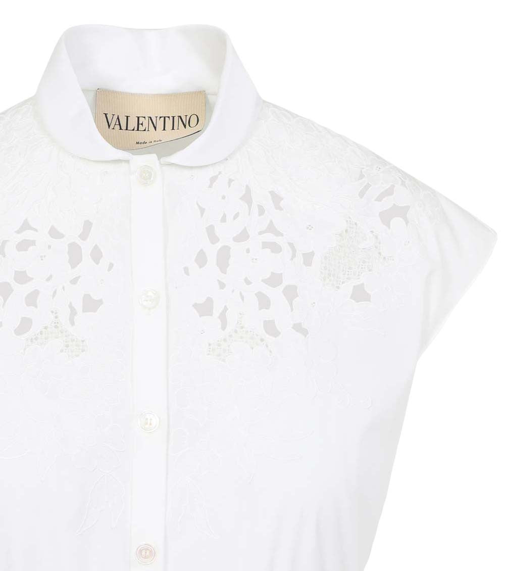 White Cotton Embroidery Midi Dress 3