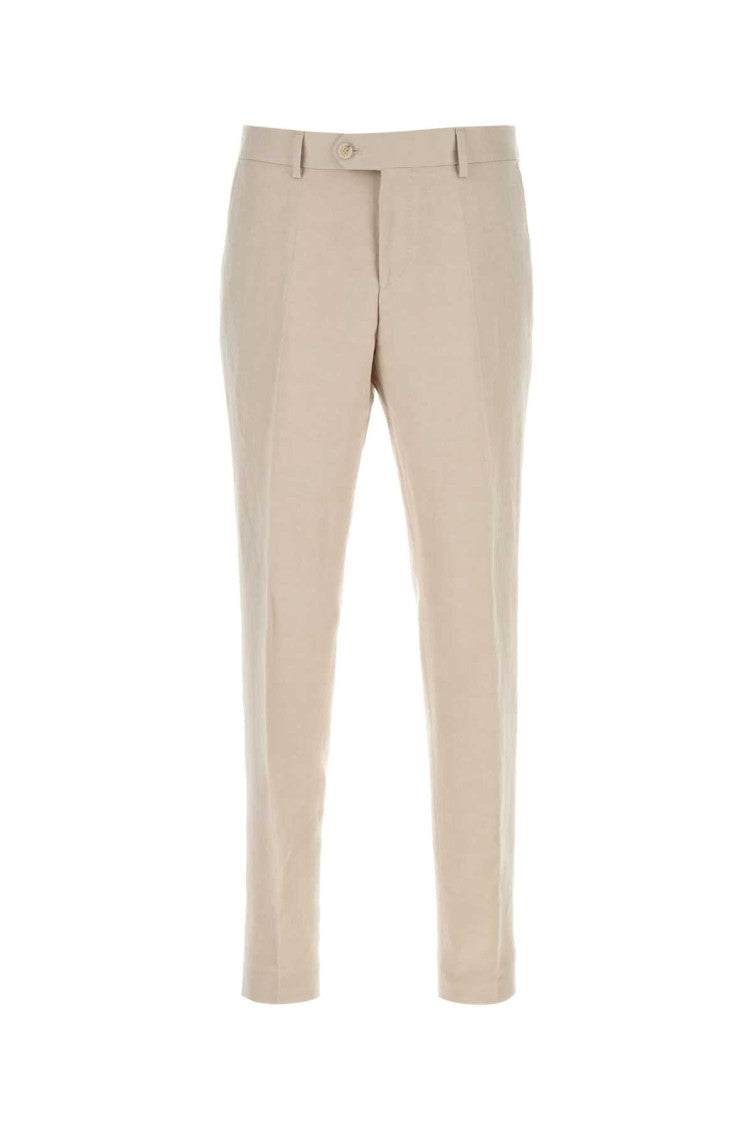 Beige Slim Fit Formal Trousers 1