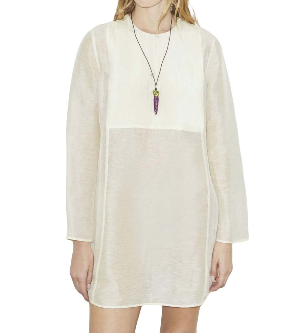 Off White Round Neck Mini Dress 2