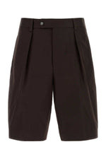 Brown Pleated Tailored Shorts 1
