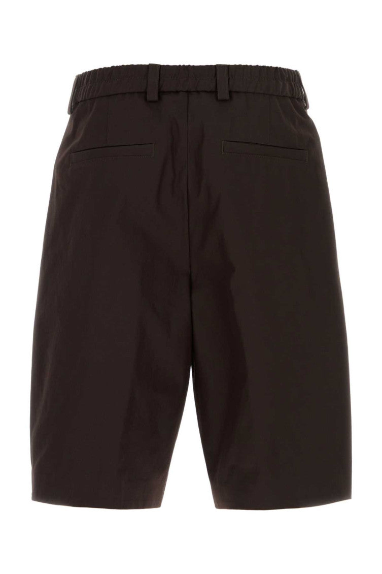 Brown Pleated Tailored Shorts 2