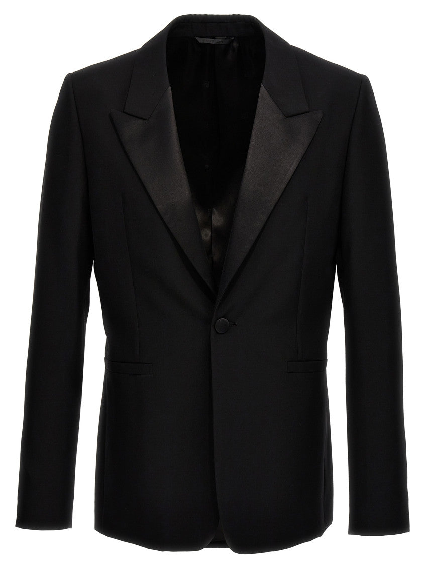 Black Double-breasted Wool Blazer 1